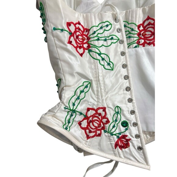 Embellished Floral Beaded White Red Green Corset Bustier Top Quince Party - Picture 8 of 16